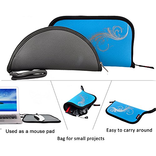 Mauspad mit Handgelenkauflage , Gmayoo Gaming Mouse Pad, Handgelenk Feder Gel Maus, Multifunktions -Maus-Pad mit Reißverschluss für Desktop-Laptop(Blau) - 3