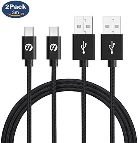 Micro USB Cable Charger, [2pack, 3m] TUOYA Extra Long USB 2.0 A Male to Micro B Android Fast Charging Cables Braided for Samsung Galaxy S3/S4/S5/S6 Edge/S7/S7 Edge, Note 3/4/5, Nexus, LG, HTC Black