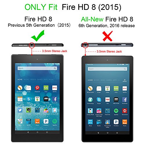 Fintie Fire HD 8 2015 Hülle – Ultra Slim Lightweight Schutzhülle Tasche Smart Shell Case mit Standfunktion und Auto Sleep / Wake Funktion für Amazon Fire HD 8.0 Zoll (5. Generation – 2015) Tablet, Schwarz - 2