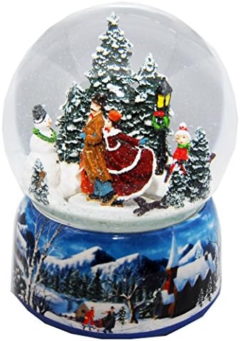 20010D Mega Romantic Ice Skater Music Box Snow Globe Winter Wonderland