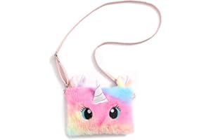 BEPSYOM Bolso de Hombro para Niños, de Mano, Monedero de Felpa, Bandolera, de Hombro para Niñas Pequeñas, Mochila Niña, Interactivo Niña (Rosado azul)