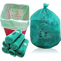 PRAKRUTIK Garbage Bags Biodegradable,Large Size,(60cm x 81 cm),(Green),(60 Bags)