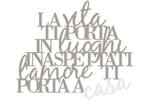Declea Home Decor Decorazione Murale frase scritta su legno La vita ti porta in luoghi inaspettati, Scritta in legno famiglia casa per decorare le pareti