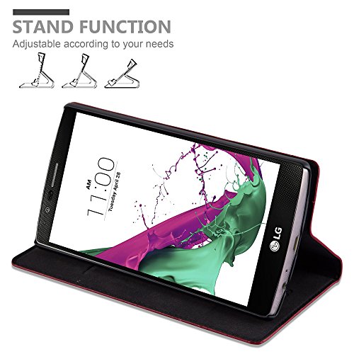 LG G4 Funda Estilo Libro de Cuero Sint  tico en ROJO MANZANA de Cadorabo  Dise  o IM  N INVISIBLE      Cubierta Protectora con Cierre Magn  tico  Tarjetero y Funci  n de Suporte     Protecci  n Carcasa Caja Etui Case Cover