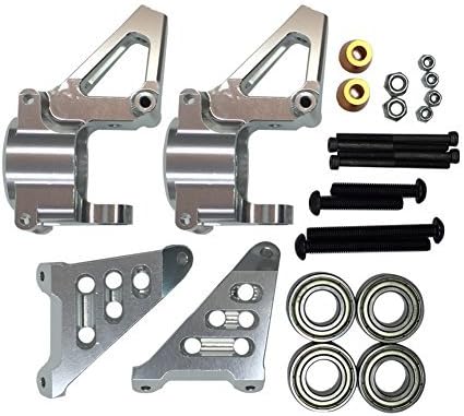 TOP SPEED RC WORLD Alloy CNC Front Hub Carrier Billet Set Silver Fit 1/5 Hpi Rovan KM Baja 5B 5T 5SC