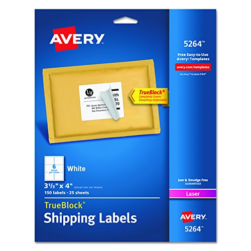 Preisvergleich Produktbild Avery Versand Etiketten für Laserdrucker mit TrueBlock 150 labels weiß