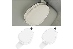 Axroad Mall 2 Pcs Sunglasses Holder for Car Sun Visor, Magnetic Leather Eyeglass Hanger Clip Universal Car Visor Accessories Car Glasses Clip for Men & Women (White)
