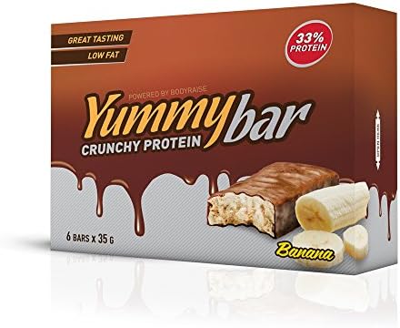 Raise Yummy Body Bar Crunchy Protein Bar 6X35G – with Banana Taste and Supplement with Protein Charged – Arm, Calories and Fat – Helps to Weight Loss – 6 portions