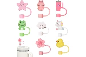 JINSION 8 sztuk silikonowych pokrywek na słomkę, wielokrotnego użytku, do kubków Stanley, pyłoszczelne, przenośne pokrywki ze słomki, silikonowe pokrywki ze słomką ze słomki 10 mm