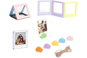 Berfea Magnetyczna ramka na zdjęcia mini album kolorowa naklejka na lodówkę kompatybilna z Polaroid Fujifilm Instax Square SQ40 SQ1 SQ6 SQ20 SQ10 Instant Camera, 7 szt. ramek i 6 szt. klipsów