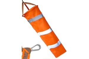 HomeTools.eu® Sacco antivento resistente alle intemperie, bandiera del vento, fissaggio a moschettone, 80 cm Ø 23 cm, arancione