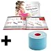 Produktbild BodyTape | Kinesiologie Tape 5m x 5cm aus 97% Baumwolle | Taping-Guide + 1 Rolle | Farbe: blau | Atmungsaktiv latexfrei elastisch | hautfreundliche Bandage für Physiotherapie, Sport & Freizeit