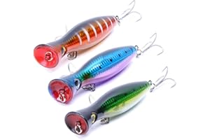 GUDGMTOY Señuelo Flotante Popper Cebo de Pesca en la Superficie Señuelos de Pesca de Popper Grande Pesca en Agua Salada Señuelos Duros Artificiales Señuelos Popper de atún de lubina para lubina