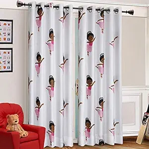 Geeta Enterprise 3D Digital Cartoon Dall Printed Polyester Fabric Curtains for Window/Door/Long Door, Kids Room Curtains for Boy/Girl (Door, Single Piece Only), White