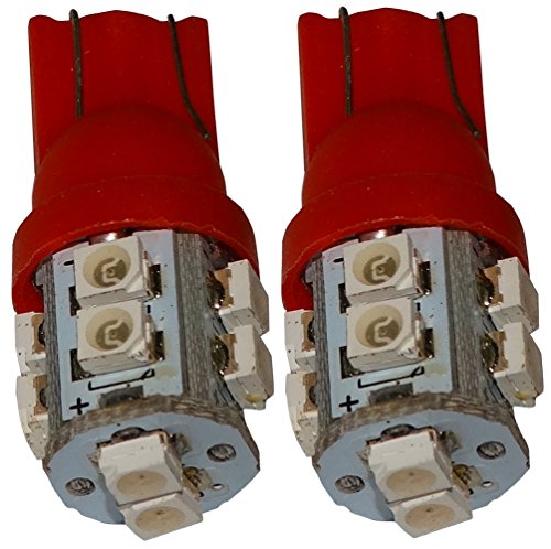 Preisvergleich Produktbild Aerzetix - 2 X LED - Birne T10 W5W 12V 10LED SMD Rot Innenbeleuchtung Kontrollleuchten Deckenschwellen Füßen Tresortür Kartenleser Motorraum