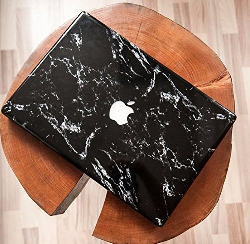 pop-items Macbook Pro Cover, hochwertiges Marmor Design, Marble Muster Aufkleber, Folie, ausgespartes Apple Logo, abziehbarer Sticker, Vinyl Skin für 13″ Zoll Macbook Pro marmor schwarz - 2
