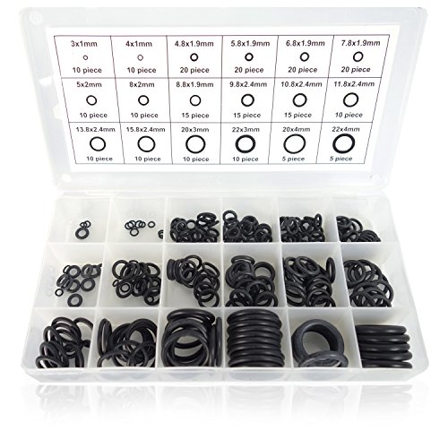 HSM O-Ring Sortiment metrisch Dichtungsringe Set 225-tlg. Gummi Unterlegscheiben Dichtungen Dichtringe 3 – 22 mm Ø - 2