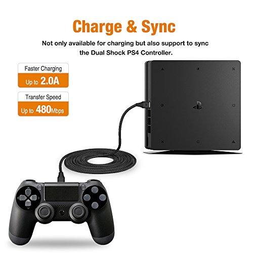 2 Stück / 10 ft PS4 Controller Ladekabel, BEBONCOOL Durable Micro USB Kabel für Sony Playstation