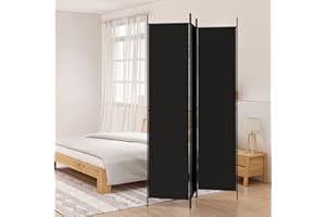 WIFESE 3-TLG. Paravent Schwarz 150x220 cm Stoff Trennwand Raumteiler Modern Raumtrenner Paravent Raumteiler Innen Balkon Sichtschutz Terrasse Privaten Ankleidebereich für Schlafzimmer Wohnzimmer