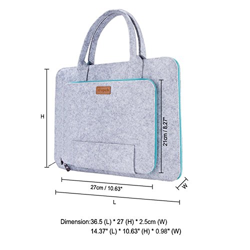 Ropch 13,3 Zoll Laptop Tasche Filz Sleeve Hülle für Damen / Mädchen – Grau & Hellblau - 2
