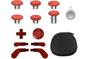 Hzxkqmil Poucettes en Métal pour Xbox Elite Manette Series 2, 13 en 1 Accessoires Remplacement 6 Joystick 4 Palettes Arrière 2 D-Pads avec 1 Outil de Réglage, Rouge + Rouge