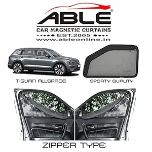 Able Sporty Car Magnetic Sun Shade Curtains with Zipper for Volkswagen TIGUAN ALLSPACE (7 Seater) Set of 6