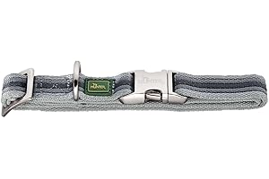 HUNTER DAVAO ALU-STRONG obroża dla psa, nylon, aluminiowe zapięcie wtykowe, paski, rozmiar L, szara