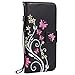 Price comparison product image Galaxy S8 Plus Case [Free Tempered Glass Screen Protector], A-BEAUTY Glitter British Style Flower and Butterfly Folding with Stand Magnetic Premium PU Leather Wallet Case for Samsung Galaxy S8 Plus, Black