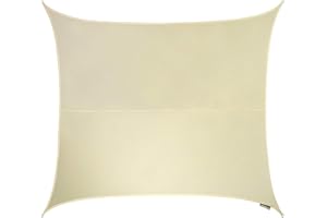 Kookaburra 3m Square Water Resistant Garden Patio Sun Shade Sail Canopy 96.5% UV Block with Free Rope (Ivory)