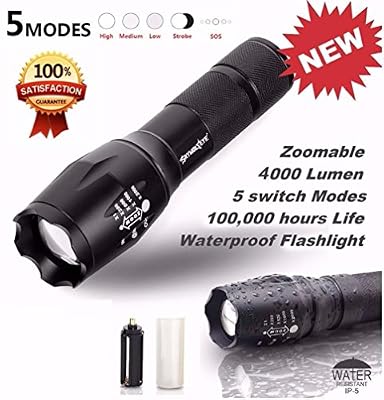 Internet 4000 Lumens G700 Tactical LED CREE XM-L T6 lampe de poche X800 Zoom Super Bright militaire de grade étanche titulaire Torche 5 Modes + porte-piles AAA + 18650 batterie Tube