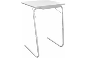SIZI Table Mate II Tv Tray Table - Extra Wide Folding Tv Dinner Table, Couch Table Trays For Eating Snack Food, Stowaway Laptop Stand, Portable Bed Dinner Tray - Adjustable Desk With 3 Angles, White