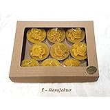 Bienenwachskerzen - 9 Stück Jumbo Teelichter aus 100% echtem Bienenwachs in silbernen Aluschalen in hochwertigen Geschenkkarton offene Welle natur mit Fenster - Teelicht - Beeswax candles - 9 pieces Jumbo tealights made of 100% real beeswax in silver aluminum bowls in high quality gift box open natural wave with window - Tealigh