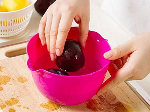 wicemoon Kunststoff Obstkorb Double Layer Ablauf Küche multifunktionale Mini Gemüse Aufbewahrung rosarot - 7