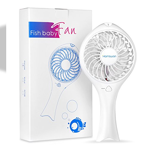 HAMSWAN AG20 Mini USB Schreibtisch Tragbarer Fan Wiederaufladbarer Fisch Baby Handfächer (weiß) - 4