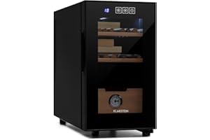 Klarstein El Presidente Zigarren-Humidor - thermoelektrisch, Glastür, freistehend, Einschübe und Schublade aus Zedernholz, Hygrometer, LED-Innenbeleuchtung, 23 Liter, schwarz