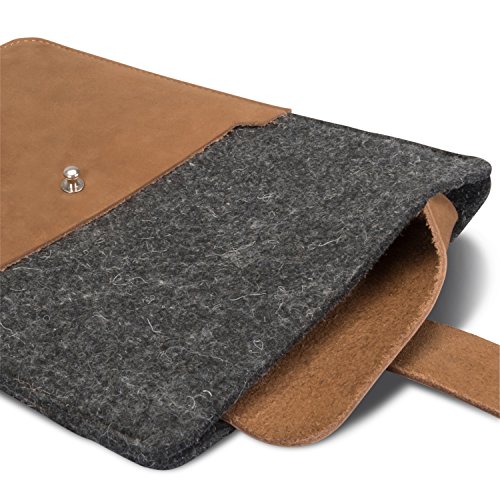 KANVASA iPad Pro 9.7 / iPad / iPad Air 2 Filztasche „Woods“ – Edle Leder Filz Hülle Grau Braun – Vintage Tasche Case Sleeve Ledertasche für Apple iPad Pro 9.7 Zoll – Wollfilz & Echtleder Schutzhülle - 6