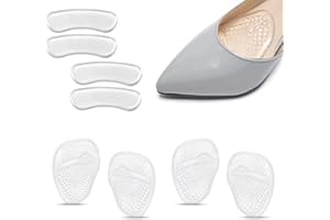 CUHZA 2 pares de plantillas para tacones altos, 2 pares de adhesivos transparentes para talones, almohadillas de gel para el dolor metatarsiano para tacones altos, alivio del dolor en el antepié