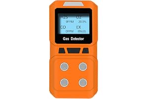 Coreel 4 Gas Monitor, Portable CO, H2S, O2 ,EX Gas Detector Meter - Ready to Use (Orange)