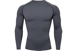 HYCOPROT Kompressionströja för män atletisk baslager topp snabbtorkande långärmad t-shirt för träning gym löpning
