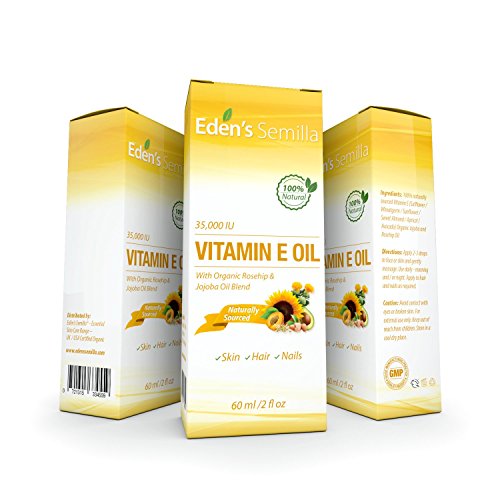 100% Natürliches Vitamin E Öl 35,000 IU + Mischung Aus Biologischen Hagebutten- Und Jojobaöl – 60ml. SCHNELL Einziehender Schutz Für Gesicht & Körper. Reine Inhaltsstoffe – Ideal Für Sensible Haut – Tägliche Anwendung - 3