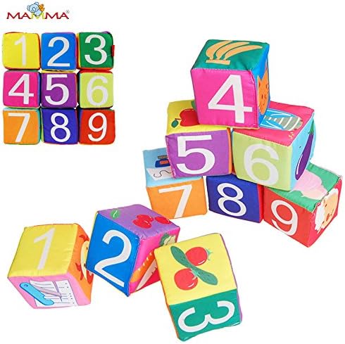 MAMMA Baby Jigsaw Toy Velvet Cloth Building Blocks Cube Puzzle Toys (Number)