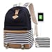 Produktbild VADOO Rucksack Damen, Mode Striped College Taschen Schüler Schulrucksack mit USB-Ladeanschluss 13,7 x 17,7 x 6,7 Zoll