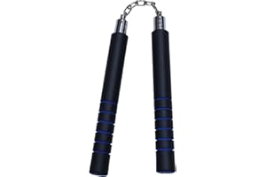Playwell Foam Rubber Safety Training Nunchucks With Chain - Black W/Blue Grips - E118
