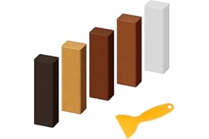 LYAI 5Pcs Wax Filler Wood Repair Sticks with Scraper, Wax Repair Sticks Brown Series Blend to Colour Match, Wood Filler Sticks for Furniture, Wooden Floor Scratches Stains Holes