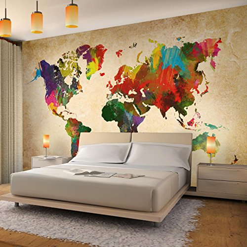 Fototapete Weltkarte 308 x 220 cm – Vliestapete – Wandtapete – Vlies Phototapete – Wand – Wandbilder XXL – !!! 100% MADE IN GERMANY !!! Runa Tapete 9015010a - 3