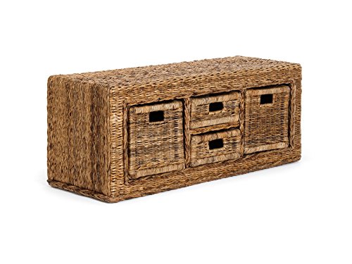 massivum Kommode Barika 100x41x35 cm Bananenblatt braun lackiert