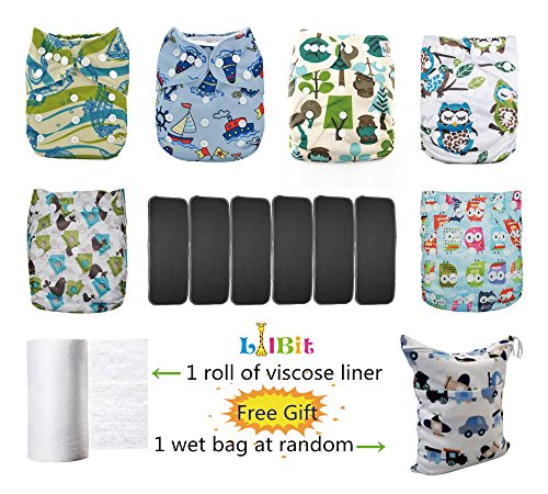 LilBit 6 pcs Pack Reusable Washable Adjustable One Size Baby Cloth Nappies LBTZH20-UK