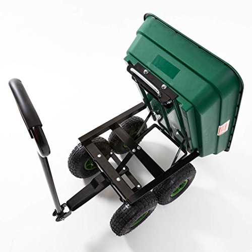 Gartenwagen mit Kippfunktion, 100 kg Tragkraft, Metall, Wanne, kippbar, Gartenkarre, Gerätewagen, Transportwagen, Handwagen, Handkarren, Luftbereifung, Lenkachse, Kippwagen, Muldenkipper, IZZY SPORT - 4