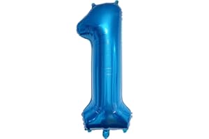DAZAKA Globos de Cumpleãnos 1 Azules|101 CM Globo 1 Años Azules|Foil Globo Número 40 Pulgadas,Decoracion Cumpleaños,Globos Numeros Gigantes Para Boda Aniversario,Fiestas|con Helio o Aire
