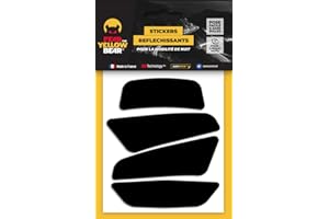 FEAR THE YELLOW BEAR YELLOW BEAR Fear The Yellow Bear© Easy Iron ™, Stickers Retro réfléchissants Noirs REPOSITIONNABLES, pour Casque Moto, 3M™ Technology, Tailles homologuées Visible la Nuit pour Votre sécurité